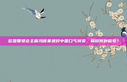 欧盟委员会主席冯德莱恩对中国口气转变，释放何种信号？