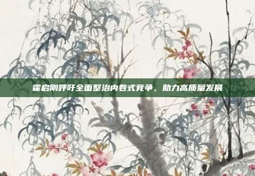 霍启刚呼吁全面整治内卷式竞争，助力高质量发展