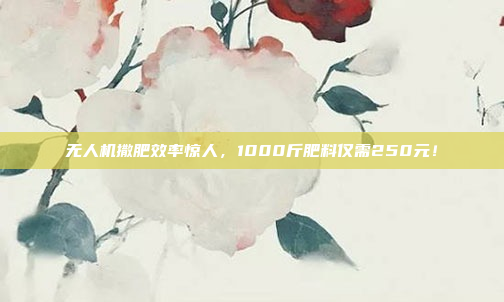 无人机撒肥效率惊人，1000斤肥料仅需250元！