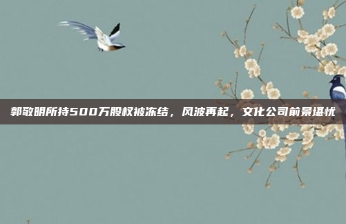 郭敬明所持500万股权被冻结，风波再起，文化公司前景堪忧