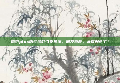 南京plus版红绿灯引发热议，网友直呼，太有创意了！